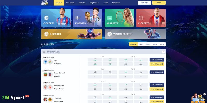 Người chơi có thể tham gia đặt cược nhiều môn thể thao với tỷ lệ hấp dẫn